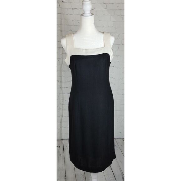 Vintage Dress & Bolero Set Black White Floral Trim Career Cocktail Size M - Picture 9 of 11